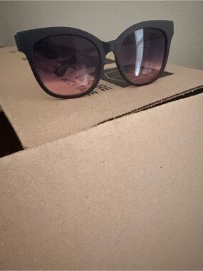Quay Australia Black Cat Eye Sunglasses with Gradient Lenses